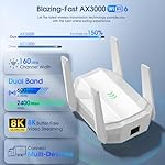 AX3000 WiFi 6 Extender, Dual Band WiFi Extender Signal Booster, Internet Booster with Gigabit Ethernet Port, Covers Up to 12,000sq.ft and 99 Devices, Faster Speed and Easy Setup, White - Image 2
