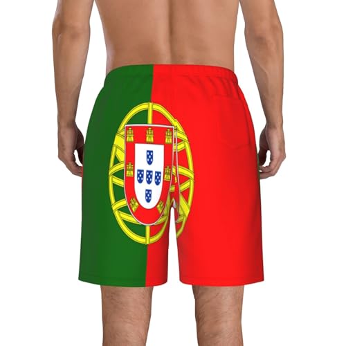 Portuguese Flag Men's Beach Pants-Quick-Dry & Comfortable Mens Beach Shorts for Men, Perfect for Surfing and Everyday Wear White3