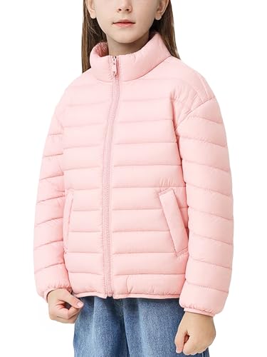 Happy Cherry Kids Boy Girls Packable Lightweight Jacket Stand Collar Quilted Puffer Coat Zip Up Hooded Outerwear 1-12Y