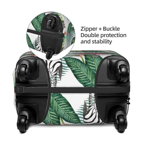 VOSERY Travel Luggage Cover - zebra Flamingo Tropical Palm leaves Washable Suitcase Covers Protector Fits 18-32 Inch Luggage2