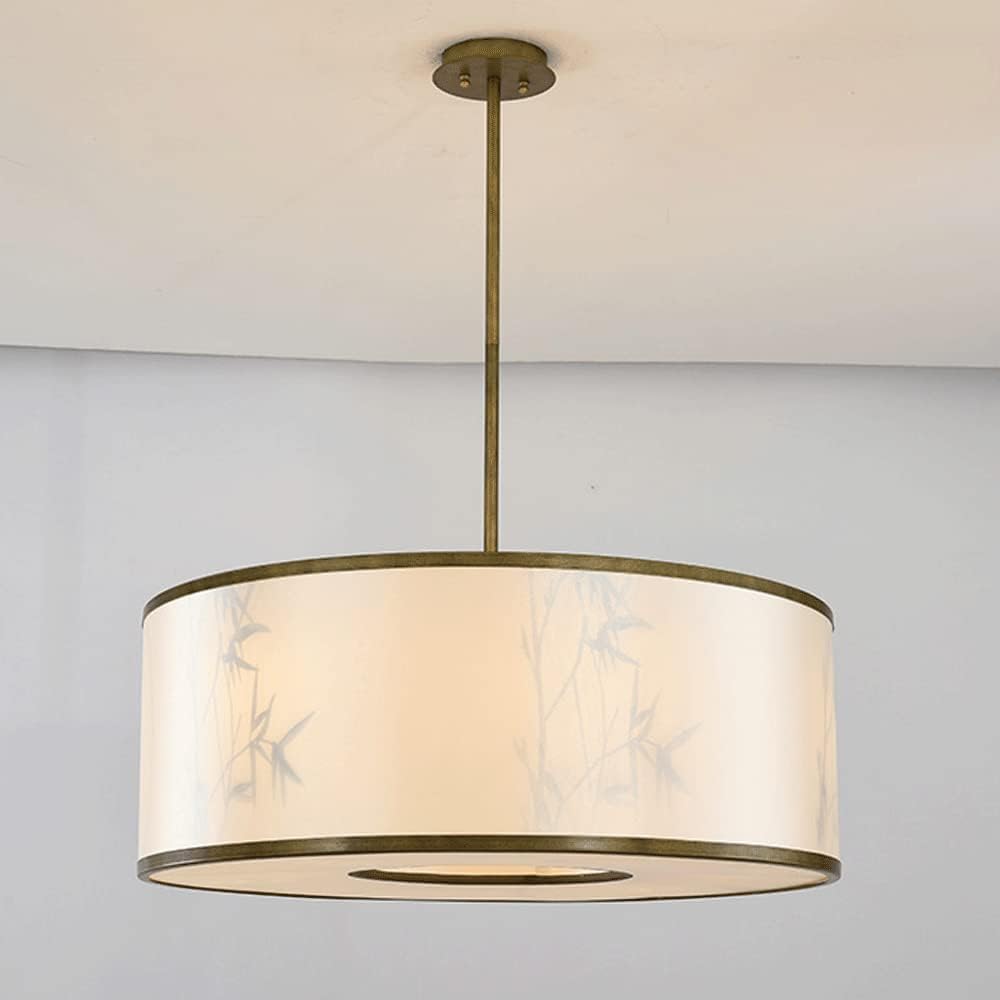Lampadario in Tessuto con Design a Paralume a S in Stile Cinese - Lampada a Sospensione in Metallo Regolabile in Altezza, Lampadina E144, Perfetta per illuminare ingressi e Scale.