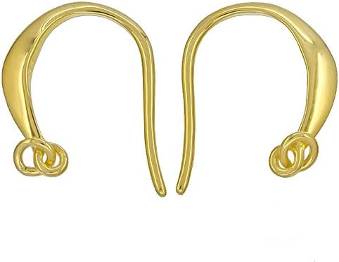 1 Pair Fine Sterling Silver Convex French Hook Ear Wire Earring Connector - Rhodium