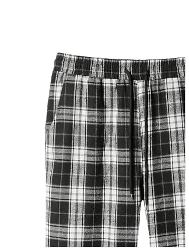 Floerns Men's Plaid Long Pants Elastic Waist Straight Leg Casual Trousers Streetwear with Pocket4