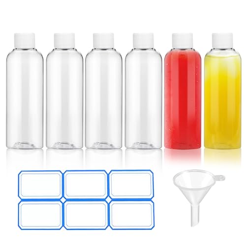 AskBed 6 Pack 2 Oz (60ml) Clear Plastic Shot Bottles with caps