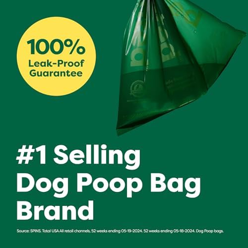 Earth Rated Dog Poop Bags, Guaranteed Leakproof and Extra Thick Waste Bag Single Refill Rolls for Dogs, Unscented, 315 Count