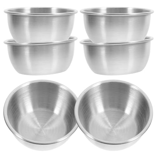 ROMISBABA Juego de 6 Vasos para Salsas de Acero Inoxidable 304 50 Ml Diámetro 6 CM Recipientes para Aderezos y Condimentos Reutilizables Aptos para Cocina Restaurante y Hogar