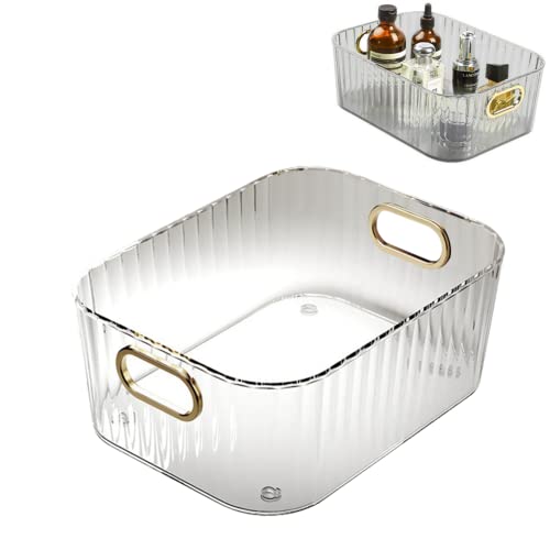 HUTVD Cajas de Almacenamiento Rectangulares, Cesta de Almacenamiento de Pet con Asa Organizador de Cajas de Cosméticos Cestas de Almacenamiento Ordenadas para Cosméticos/Cocina/Baño/Oficina/Armario Cover