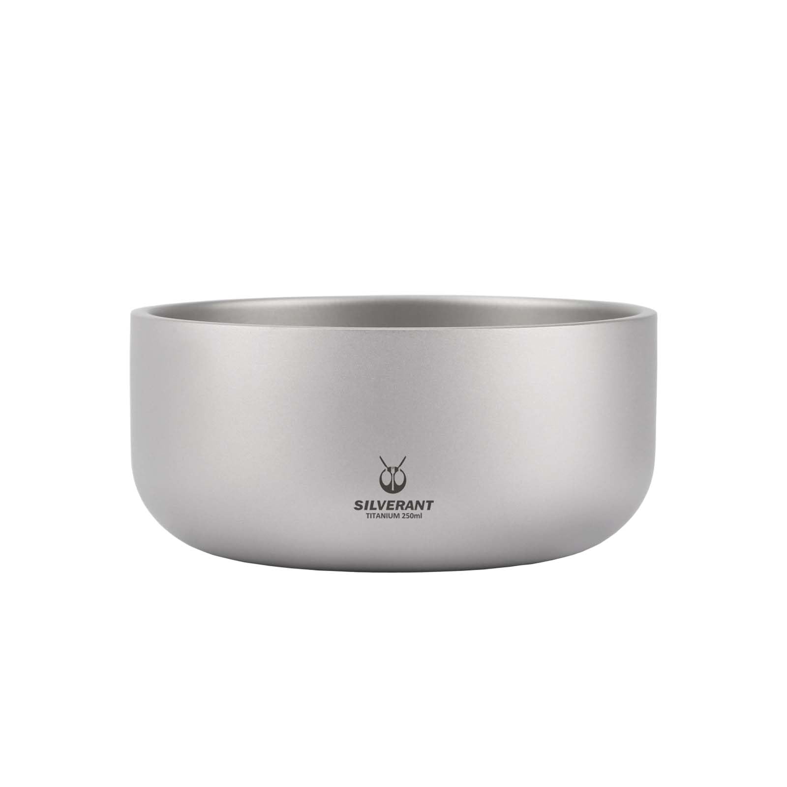 SILVERANT Double Wall Bowl, Ultralight Portable Oatmeal Food Rice Soup Bowl Outdoor Camping Tableware (250ml Sandblasted)