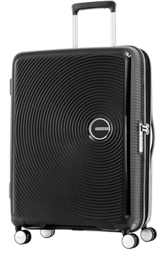 American Tourister Curio (Soundbox) Suitcase Check-In Size 69 cm / 25 inch 4 Spinner Wheels Hard Top Polypropylene Black|DuoSaf Zipper|Expandable|TSA 008-3 Years International Warranty