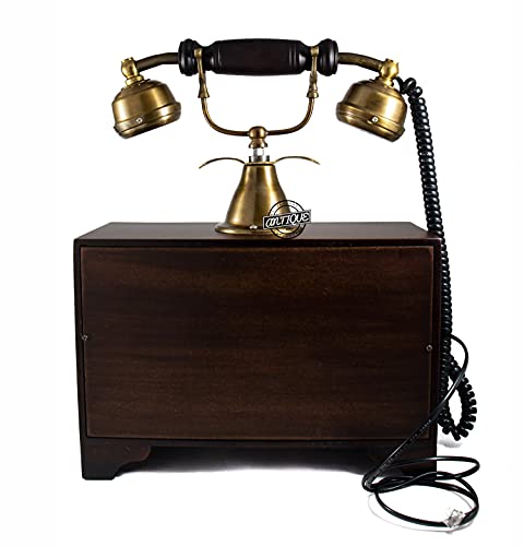 Teléfono de línea fija retro con disco giratorio de latón vintage miniatura 4