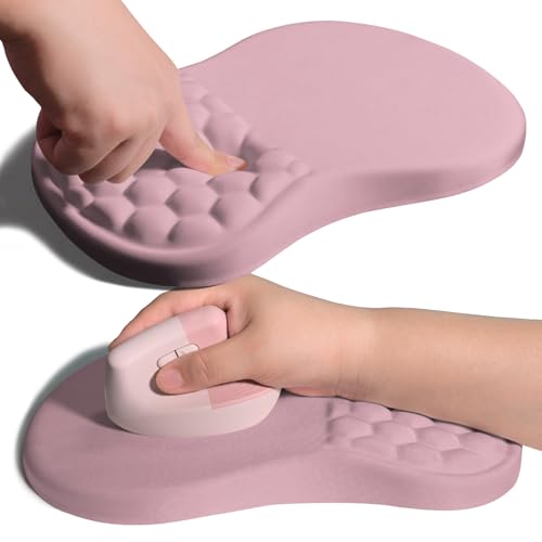 Image of Ergonomic Joint Wrist Support Mouse Pad with Memory Foam Cushion Massage Bump, Carpal Tunnel Pain Relief Mousepad Slope Design for Wrist Rest, 11.8x7.9 in, Thistle