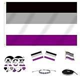MEPLUM PRIDE 3x5 FT ACE Asexual Flag Bundle for LGBTQ+ Accessories Present Celebration Parades Home Decor Party Supplies Festivals