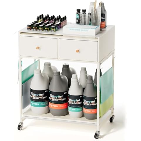 Resin Mold Storage, Resiners Mica Powder Storage Table for Organize Resin Supplies Cart Epoxy Resin Pigments Mica Powder Glitter Powder Mixing Cups Molds Accessories Cover