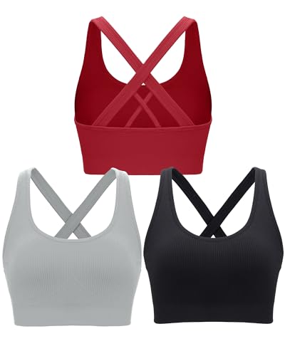 Image of RUNNING GIRL Sports Bras for Women,Seamless Strappy Sports Bra High Support Crisscross Back with Removable Pads