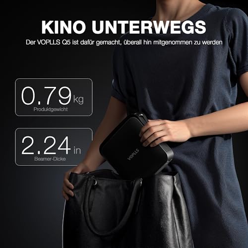 Smart Beamer Netflix Offiziell Mini Projektor 4K mit Autofokus ＆ Trapezkorrektur, VOPLLS 700ANSI 1080P Full HD WiFi6 Bluetooth Beamer Klein Heimkino/Outdoor 360° Drehbar Projector für Handy (Schwarz) - 2