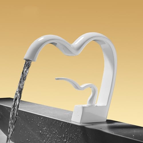 Mitigeur de lavabo cascade blanc monotrou à levier unique LYGBAOFUL