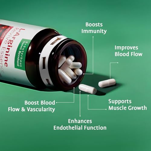 Image of Krauterhaus Sanct Bernhard L-Arginine Capsules with B-Vitamins|With B12,B1,B6,Folic Acid & Riboflavin|Supports Energy,Blood Circulation & Heart Health|Vegan,Non-GMO|1-Month Supply|60 Capsules