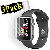 Apple Watch 38mm Tempered Glass Screen Protector (Series 3 2 1) Linboll [3-Pack] [9H Hardness] [Anti-Fingerprint] [Bubble Free] [Only Covers The Flat Area] Screen Protector for 38mm