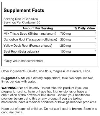 Swanson Milk Thistle, Dandelion & Yellow Dock 120 Caps #TOP1
