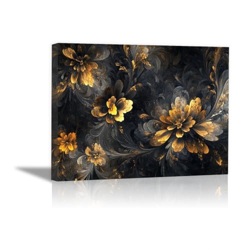 Tableau abstrait fleur fractale encadrée pour deco salon