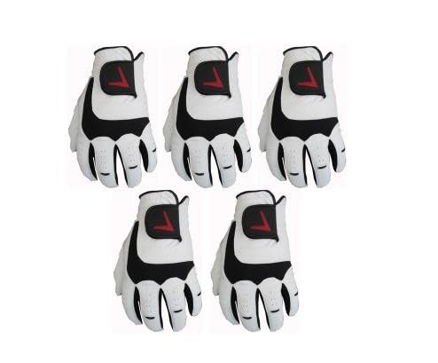 V Golf Logo 5 Pack Gloves Cabretta Leather Palm & Thumb | Ultra Grip & Breathable Gloves | Left Hand Glove For Right Handed Golfer | The Perfect Golf Accessories For Men