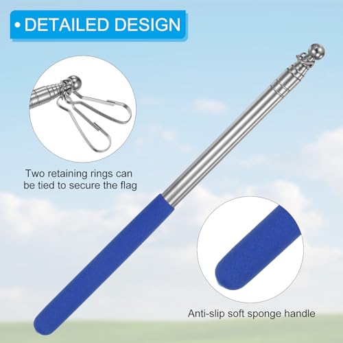 Guide drapeau mât extensible en inox avec clips de fixation pour tableau - 4