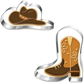 Cowboy Cowgirl Cookie Cutter Set-2 Piece-Cowboy Cowgirl Boot and Hat-Dis...