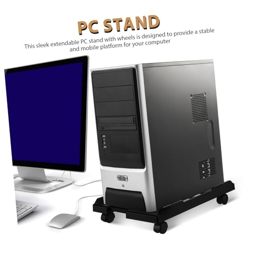 Soporte ajustable para torre de PC NUOBESTY con ruedas bloqueables, diseño telescópico para distintos gabinetes, ideal para gaming y oficina miniatura 7