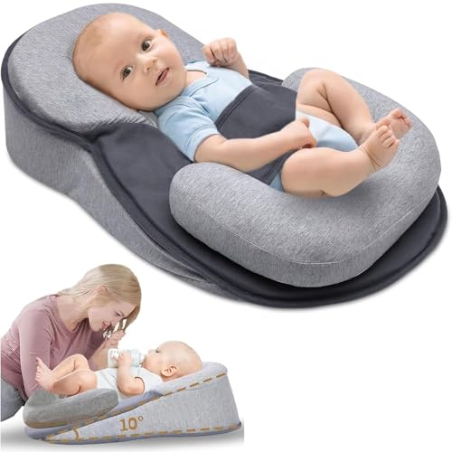 Image of Baby Lounger for Infant Support, Reflux Pillow for Baby, Rest Nest Bed Breastfeeding Pillow, Bottle Feeding, Tummy Time