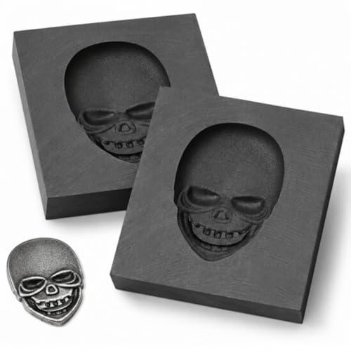 jojofuny 2pcs Skull Head Graphite Ingot Mold High-Density Melting Casting Mold for Gold Silver Copper DIY Jewelry Making Graphite Crucible for Metal Smelting 2.36 x 1.96 x 0.39 Inch Black