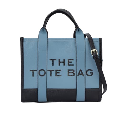 JQAliMOVV The Tote Bags for Women - Large PU Leather Tote Bag Trendy Travel Tote Bag Handbag Top-Handle Shoulder Crossbody Bags, B-navy Blue, Medium