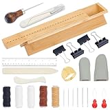WEBEEDY 26 Stück Bambus Buchbindewiege Mit Buchbindematerial Für DIY Buchhandwerk Signaturlochwerkzeuge Set Mit Ahle Knochenordner Die Wiege Faden Und Mehr