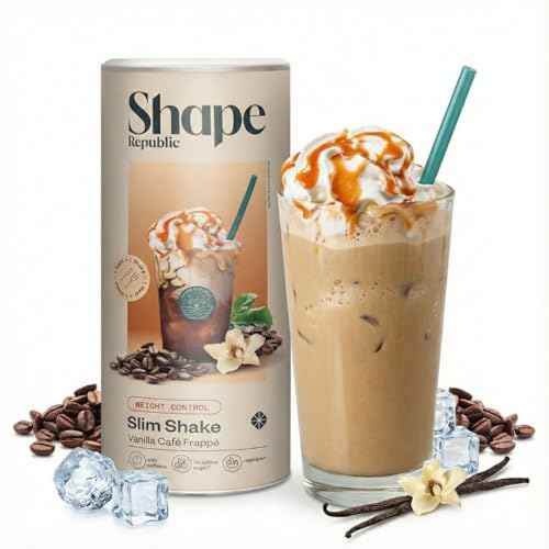SHAPE REPUBLIC Slim Shake Vanilla Frappuccino Mahlzeitersatz Shake - 14 Shakes pro Dose - Proteinreich Glutenfrei - Diät Shakes zum Abnehmen