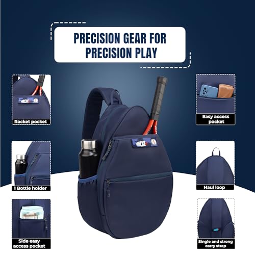 Image of WHACKK Ace 28L Pickleball Bag Lavender Blue | Badminton, Tennis & Pickleball Racket Bag with Shoe Pocket | Unisex Lightweight Backpack, Holds 6 Rackets (Navy)
