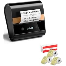 صانع ملصقات Memoking - طابعة ملصقات الباركود M260 + ملصقات حرارية ذهبية