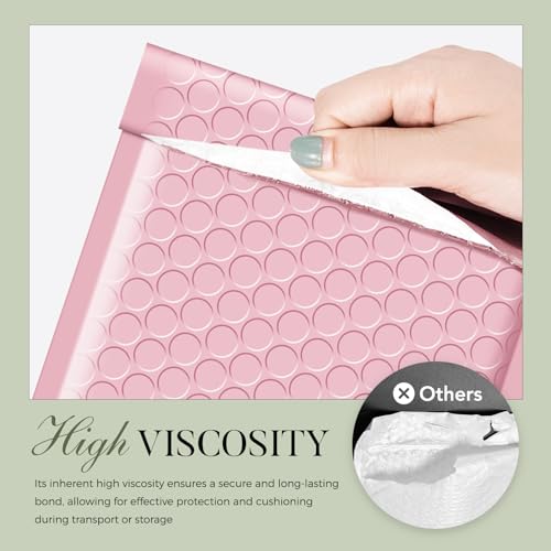 Image of METRONIC Bubble Mailers 4x8 200 Pack Light Pink Waterproof Padded Mailers | Usable Size 4x7 Self Seal Padded Envelopes for Small Business Packaging Bubble Envelopes for Jewelry, Shipping Supplies