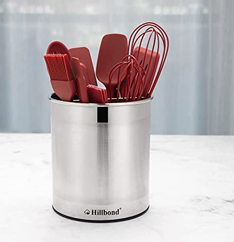 Hillbond Stainless Steel Utensil Holder With Removable Divider For Easy Clean, 360° Rotating Kitchen Utensil Crocks With Weighted Base For No Tipping Over, Utensil Caddy Organizer (Extra Large) #TOP6
