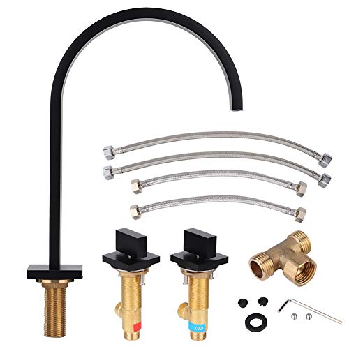 Rubinetto per Acqua Semplice, Rubinetto per Acqua Rubinetto per Lavabo Sottopiano in Rame Rubinetto per Acqua Calda Fredda Nera Accessori da Bagno Opachi