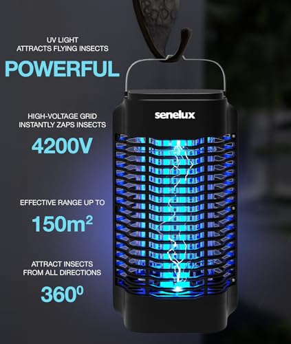 Senelux Bug Zapper, Electric Mosquito Zapper for Indoor and Outdoor 18W, 4200V Insect Fly Pest Trap, Mosquito Killer for Flying Insect Control Lamp, Silent and Safe