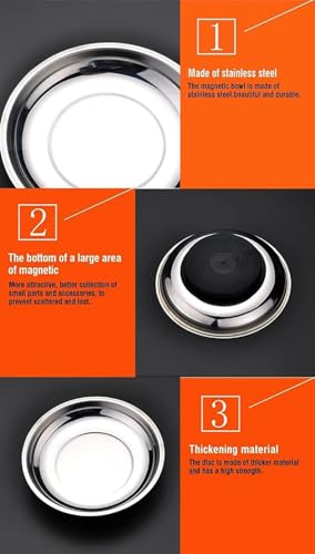 Image of AASONS Professional Round Stainless Steel Round Magnetic Tray For Socket Screw Nuts, Bolts Metal Parts, Iron Spare Parts Strong Magnet | 4 inch (110mm) Depth 21mm