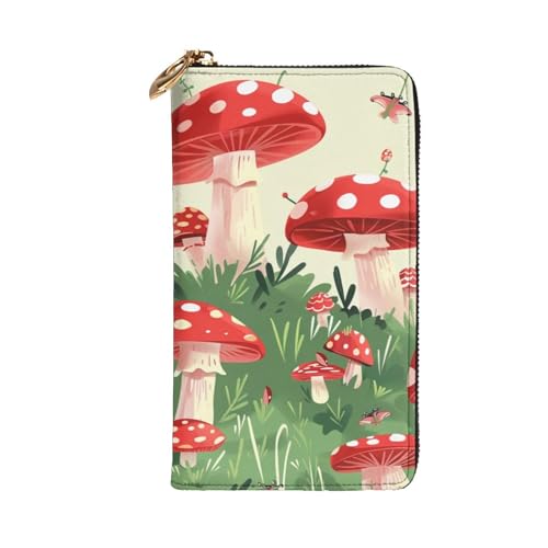 Cartoon Mushrooms Printed Long Wallet for Women Men Cute PU Leather Wallet with Coin Purse and Credit Card Holder2