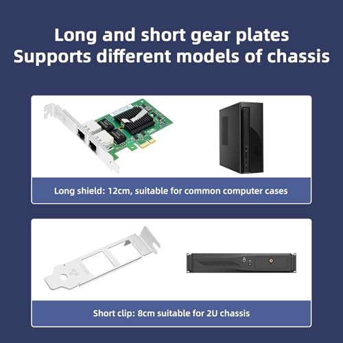 Tarjeta de Red Gigabit de Doble Puerto con Chip Intel I350AM2 PCI-E X1 I350-T2 Bracket Corto RJ45 NIC Adaptador Ethernet para Servidor miniatura 5