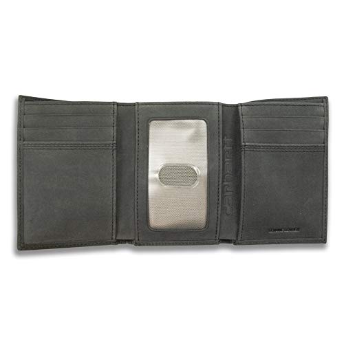 Carhartt Men's Standard Trifold, Durable Wallets, Available Canvas Styles, Leather Triple-Stitched (Black), One Size #TOP4