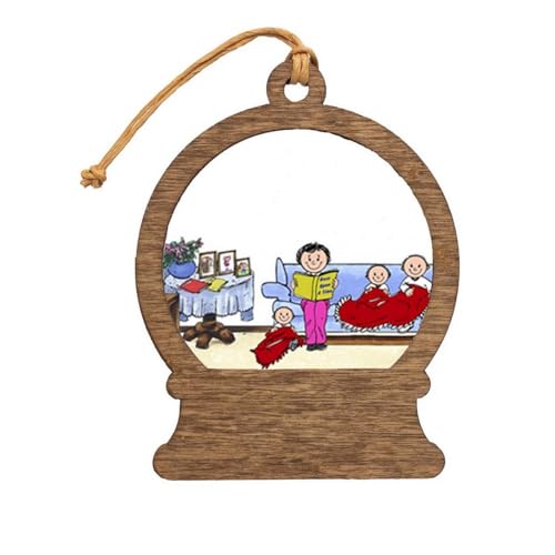 PrintedPerfection.com Personalized Little Angels - 3, with Female Wooden Snow Globe Shaped Christmas Ornament