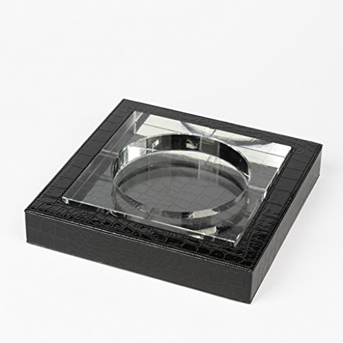 Jiaqi Aschenbecher Glas Aschenbecher 19cm Crystal einfache moderne rot schwarz glänzend Krokodil Muster Leder Art Base große Persönlichkeit Mode kreative Business Office Geschenke (Farbe : B)