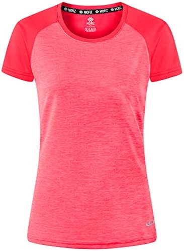 MoFiz Women's Workout T-Shirts UPF 50+ Sun Protection Exercise Yoga Short Sleeves Tops Activewear Athletic Shirts Orange Size S
