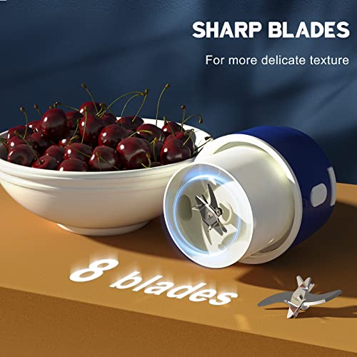 Portable Blender, Mini Blender For Shakes And Smoothies, Personal Usb Rechargeable, Fresh Juice With 8 Blades, 12Oz Handheld Kichen Ice (Blue) #TOP4