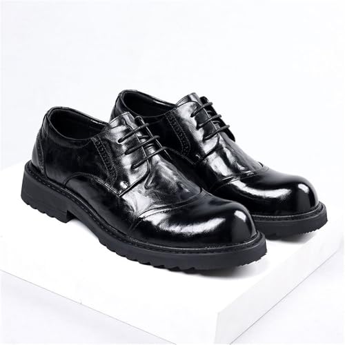 Men's Genuine Leather Derby Shoes Chunky Sole Business Casual British Style Hand-Stitched Textured Oxfords Comfortable2