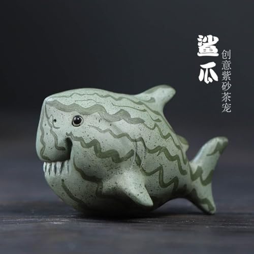 Mascota de té de estilo chino: adorno de tiburón sandía decorativo de 7 cm 3