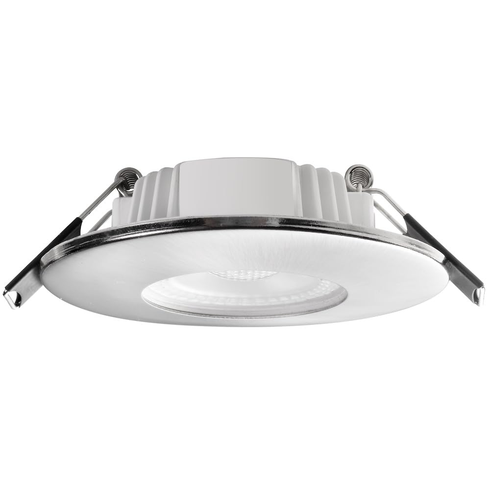LED Einbauleuchte IP65 Silber warmweiß Ø88 mm 4,9 W 500 lm Deckenspot Einbaustrahler 115° Abstrahlwinkel Lochausschnitt Ø60-68 mm Feuchtraum geeignet 220–240 V - 10 Stück